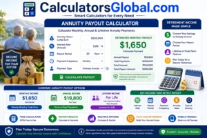 Annuity Payout Calculator to estimate monthly, annual and lifetime retirement income