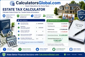 Estate Tax Calculator to calculate federal estate tax, taxable estate and exemption