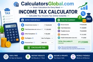 Income Tax Calculator for calculating taxable income and estimated tax liability