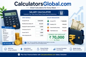 Salary Calculator to calculate take-home salary, gross salary and CTC