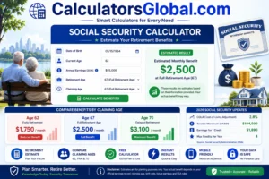 Social Security Calculator to estimate retirement benefits and monthly Social Security income