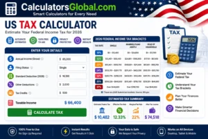 US Tax Calculator for estimating federal income tax and tax brackets
